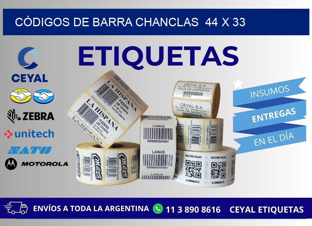 CÓDIGOS DE BARRA CHANCLAS 44 x 33