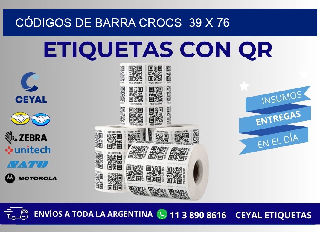 CÓDIGOS DE BARRA CROCS  39 x 76