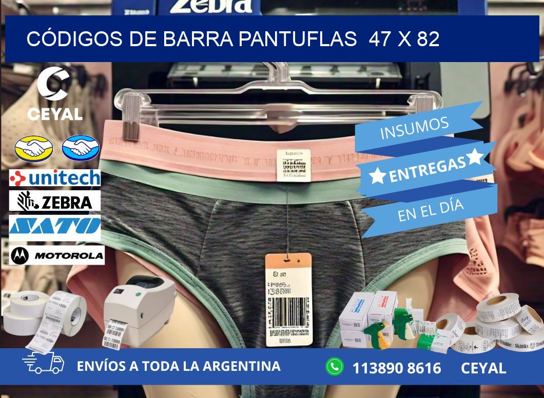 CÓDIGOS DE BARRA PANTUFLAS 47 x 82