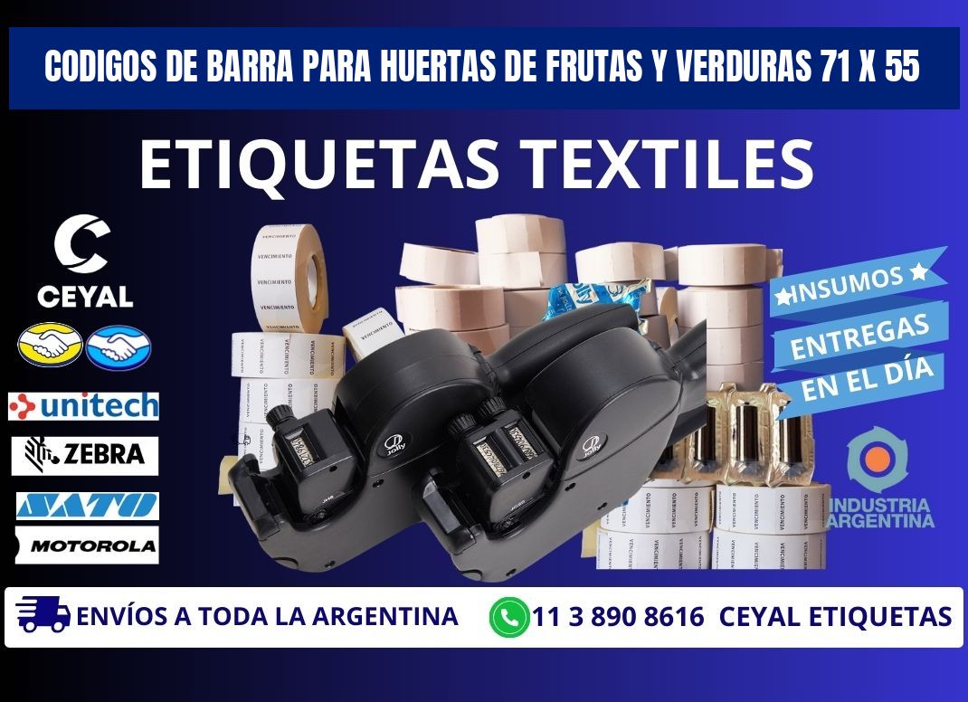 CODIGOS DE BARRA PARA HUERTAS DE FRUTAS Y VERDURAS 71 x 55