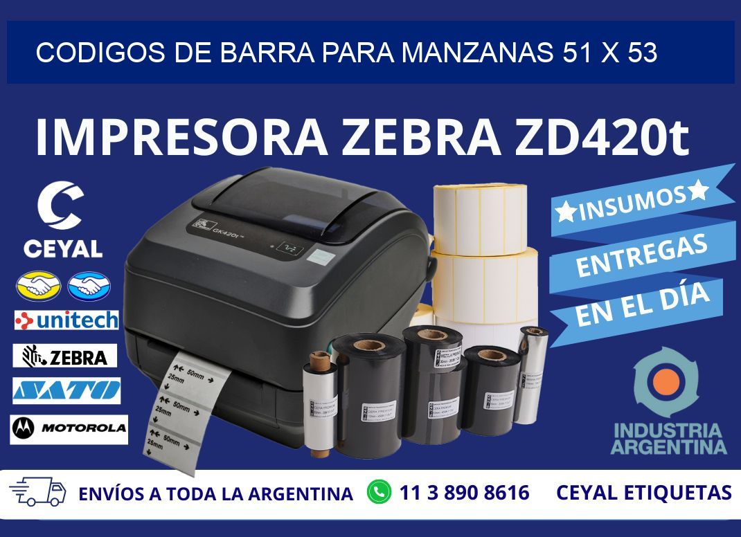 CODIGOS DE BARRA PARA MANZANAS 51 x 53