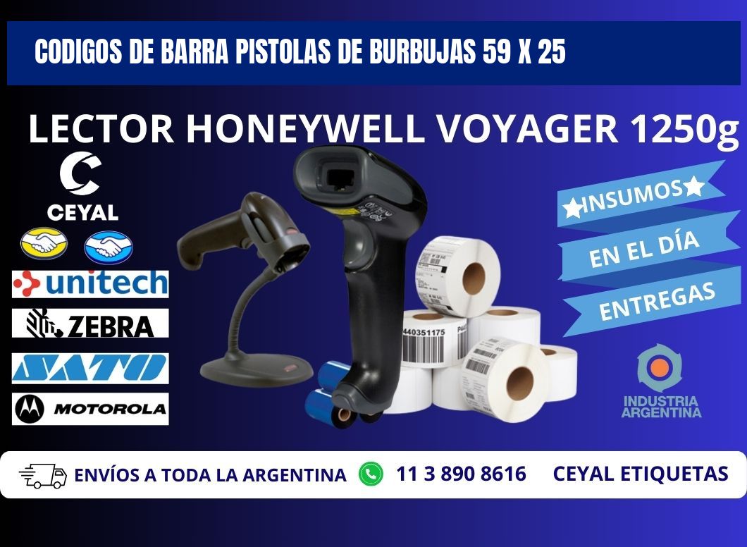 CODIGOS DE BARRA PISTOLAS DE BURBUJAS 59 x 25