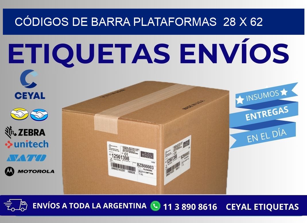 CÓDIGOS DE BARRA PLATAFORMAS 28 x 62