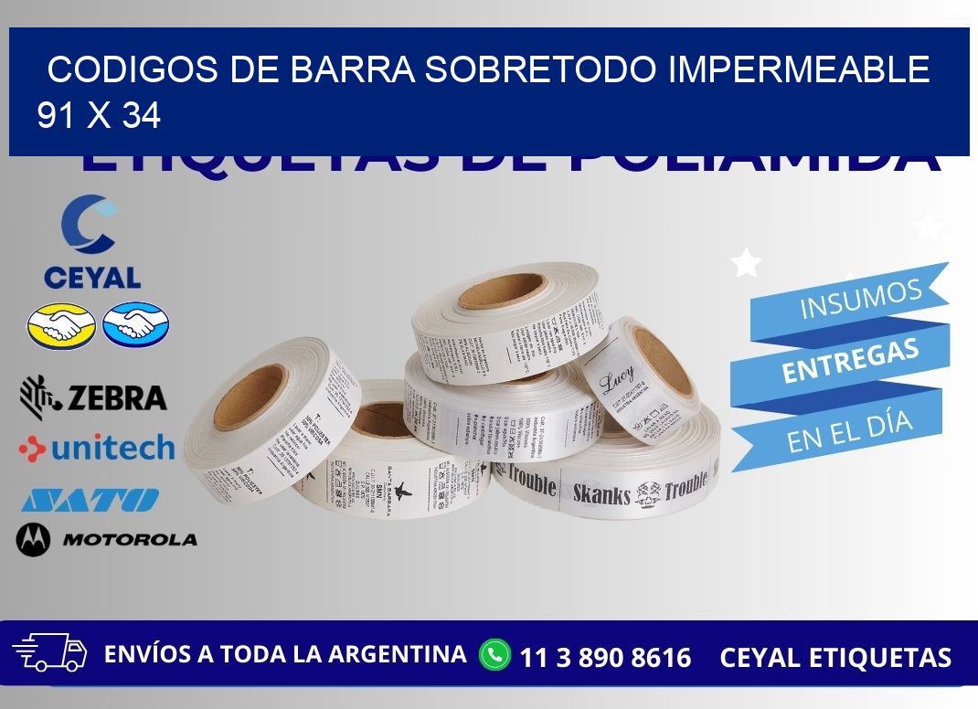 CODIGOS DE BARRA SOBRETODO IMPERMEABLE 91 x 34