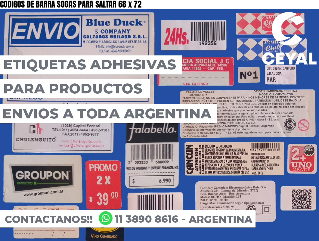 CODIGOS DE BARRA SOGAS PARA SALTAR 68 x 72