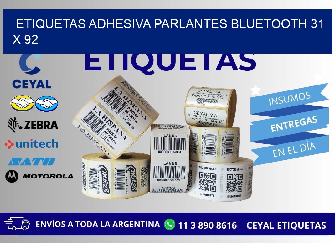 ETIQUETAS ADHESIVA PARLANTES BLUETOOTH 31 x 92
