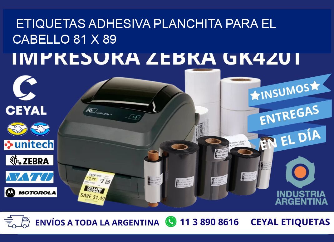 ETIQUETAS ADHESIVA PLANCHITA PARA EL CABELLO 81 x 89