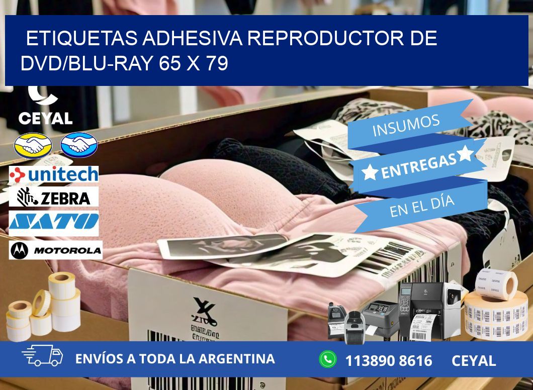 ETIQUETAS ADHESIVA REPRODUCTOR DE DVD/BLU-RAY 65 x 79
