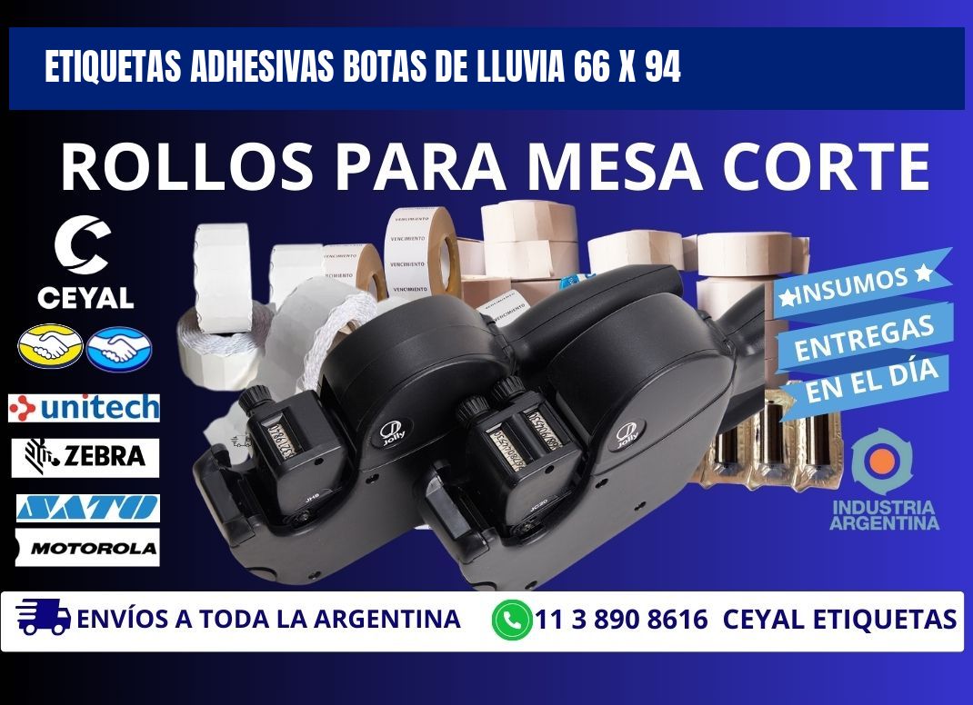 ETIQUETAS ADHESIVAS BOTAS DE LLUVIA 66 x 94