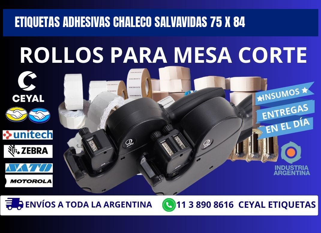 ETIQUETAS ADHESIVAS CHALECO SALVAVIDAS 75 x 84