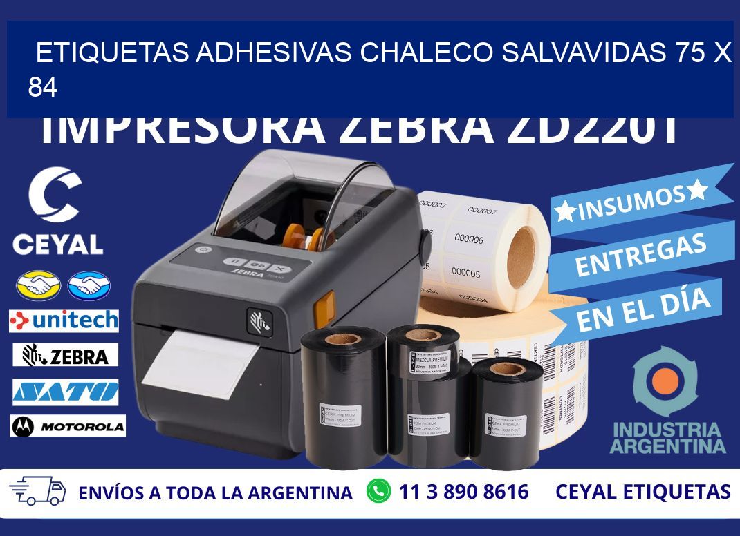 ETIQUETAS ADHESIVAS CHALECO SALVAVIDAS 75 x 84