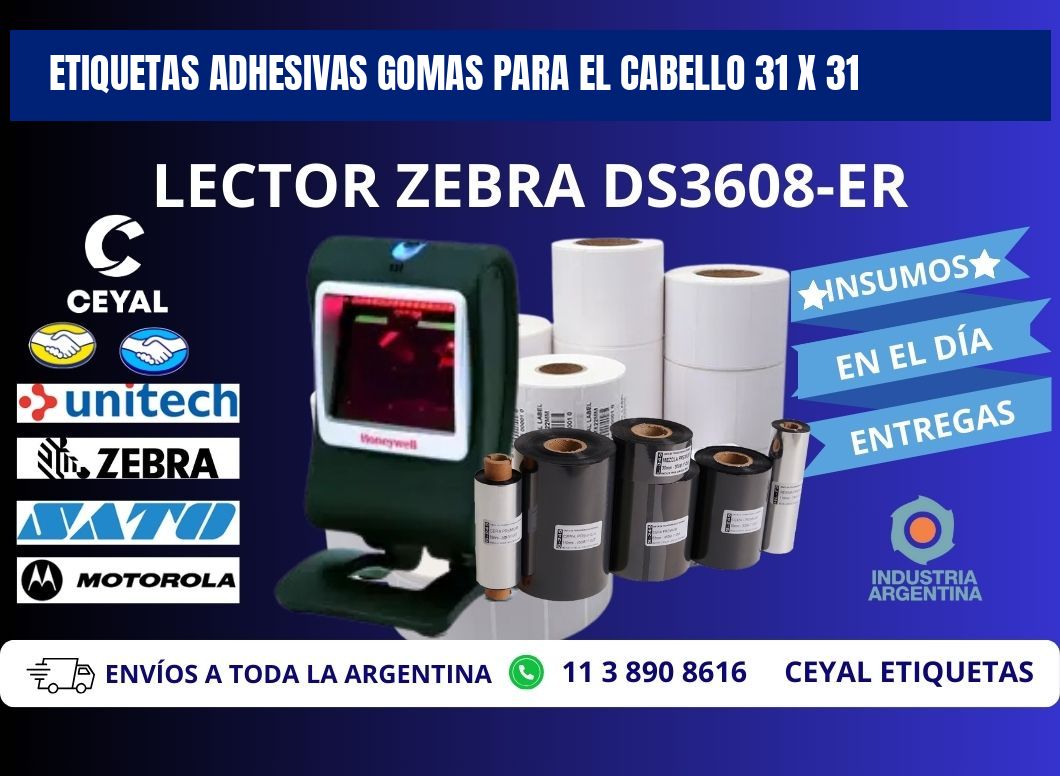 ETIQUETAS ADHESIVAS GOMAS PARA EL CABELLO 31 x 31