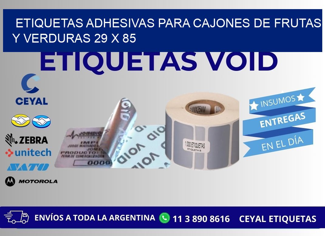 ETIQUETAS ADHESIVAS PARA CAJONES DE FRUTAS Y VERDURAS 29 x 85