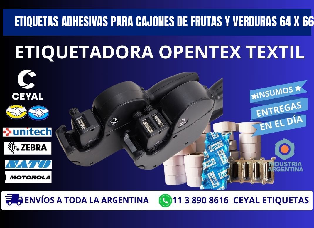 ETIQUETAS ADHESIVAS PARA CAJONES DE FRUTAS Y VERDURAS 64 x 66