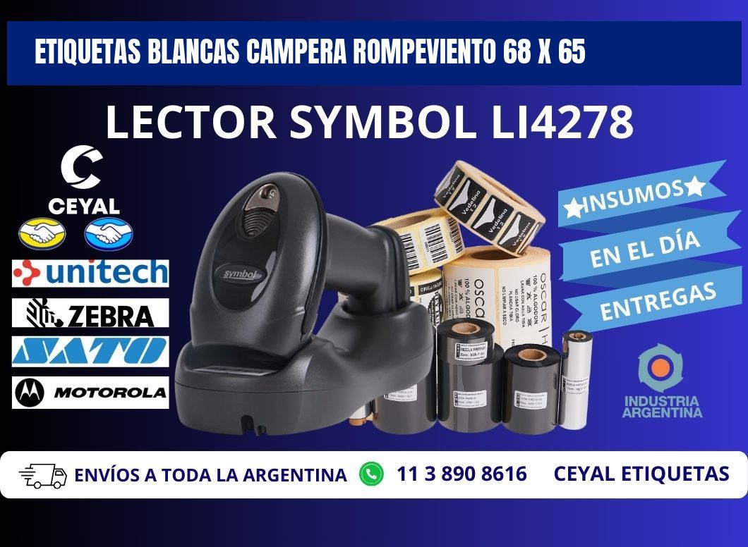 ETIQUETAS BLANCAS CAMPERA ROMPEVIENTO 68 x 65