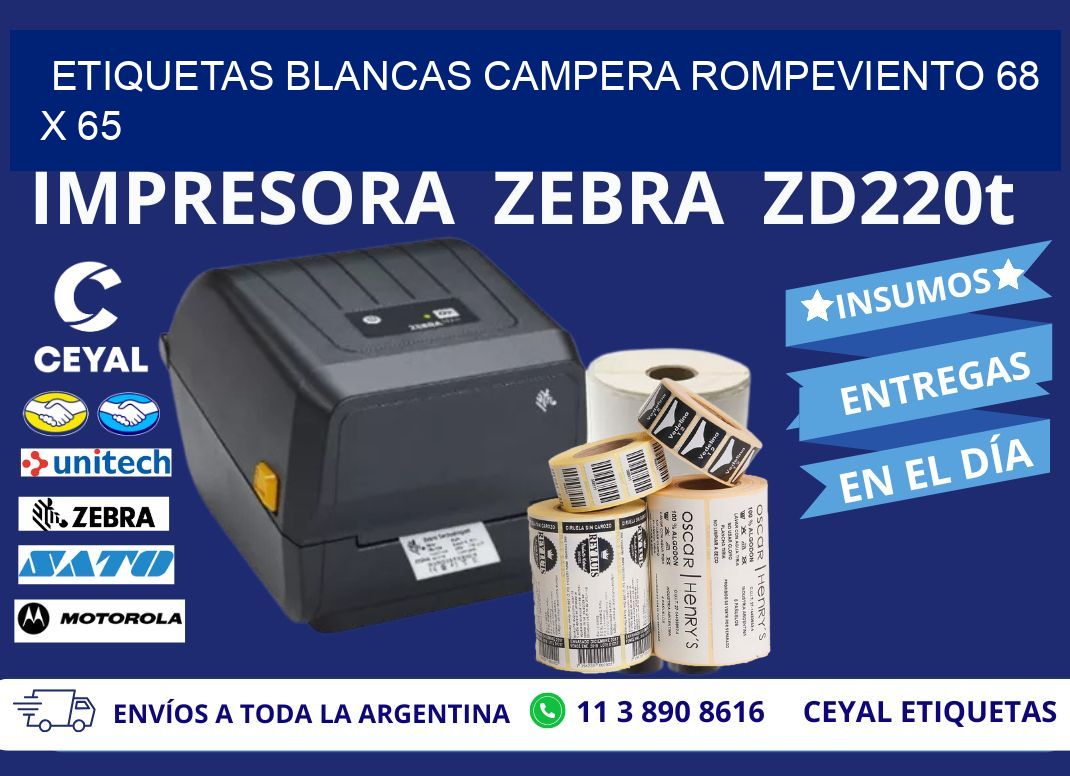 ETIQUETAS BLANCAS CAMPERA ROMPEVIENTO 68 x 65