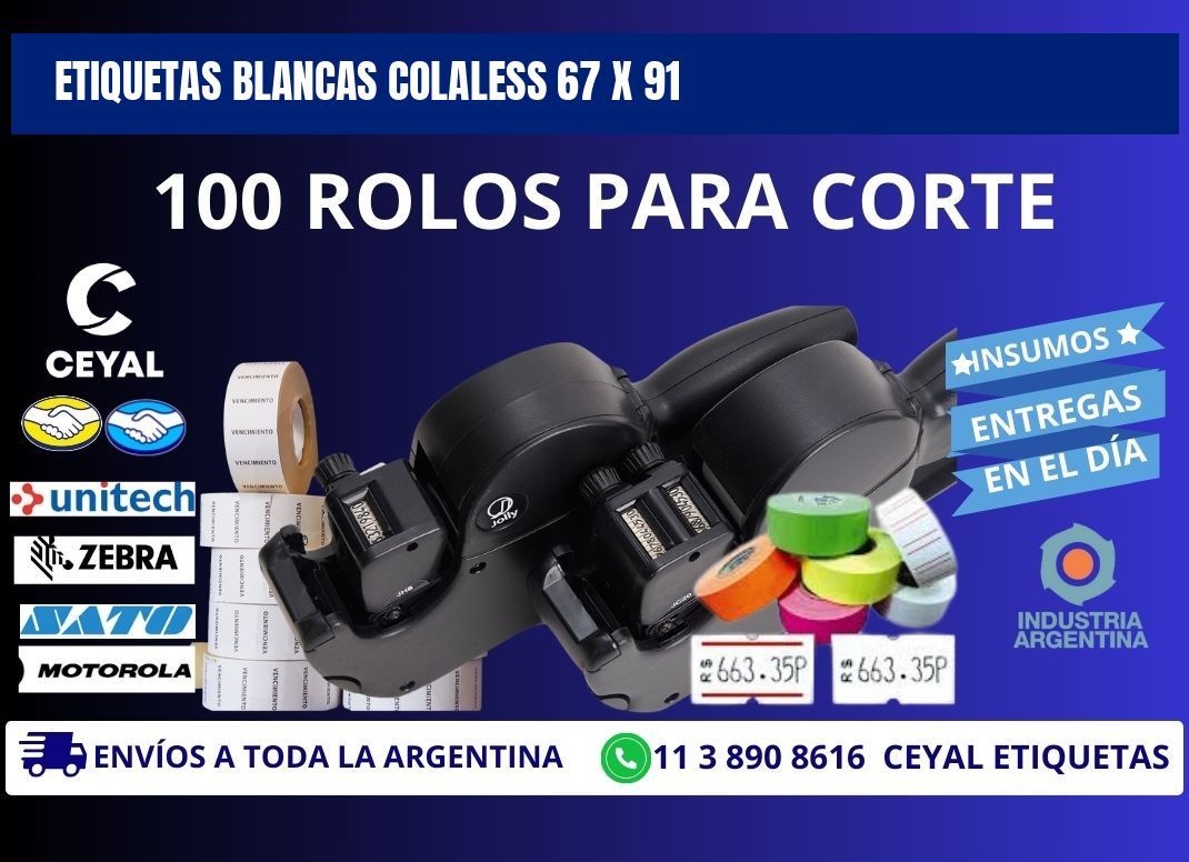 ETIQUETAS BLANCAS COLALESS 67 x 91