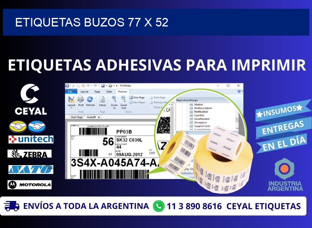 ETIQUETAS BUZOS 77 x 52