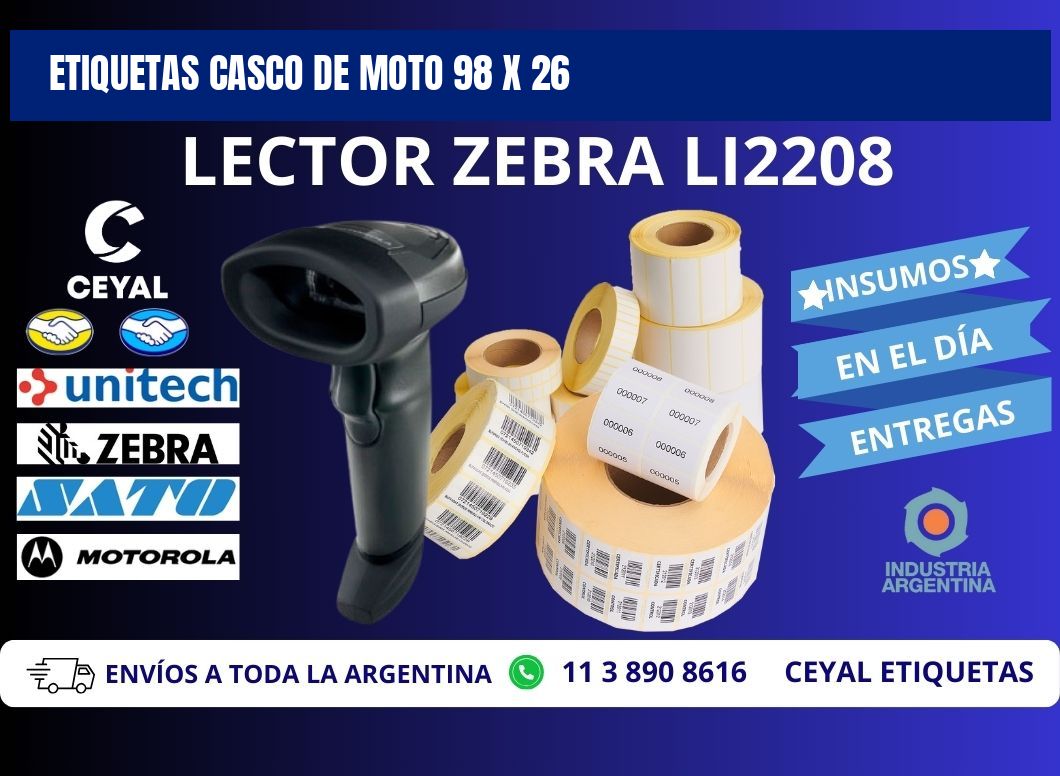 ETIQUETAS CASCO DE MOTO 98 x 26