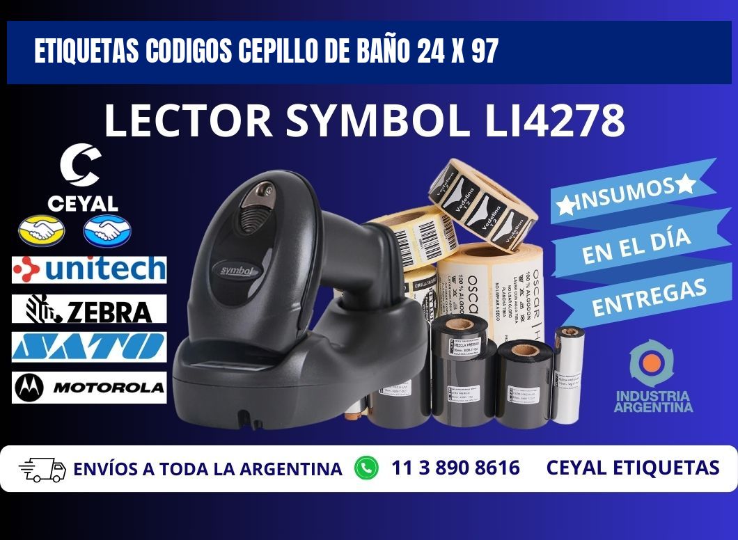 ETIQUETAS CODIGOS CEPILLO DE BAÑO 24 x 97