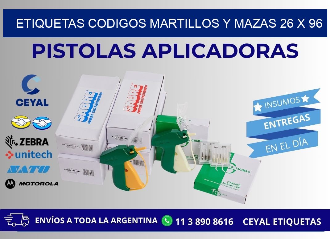 ETIQUETAS CODIGOS MARTILLOS Y MAZAS 26 x 96