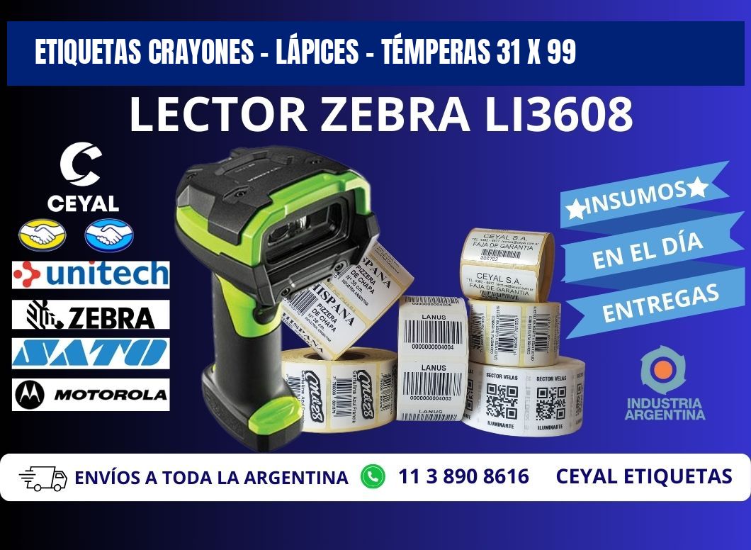 ETIQUETAS CRAYONES - LÁPICES - TÉMPERAS 31 x 99