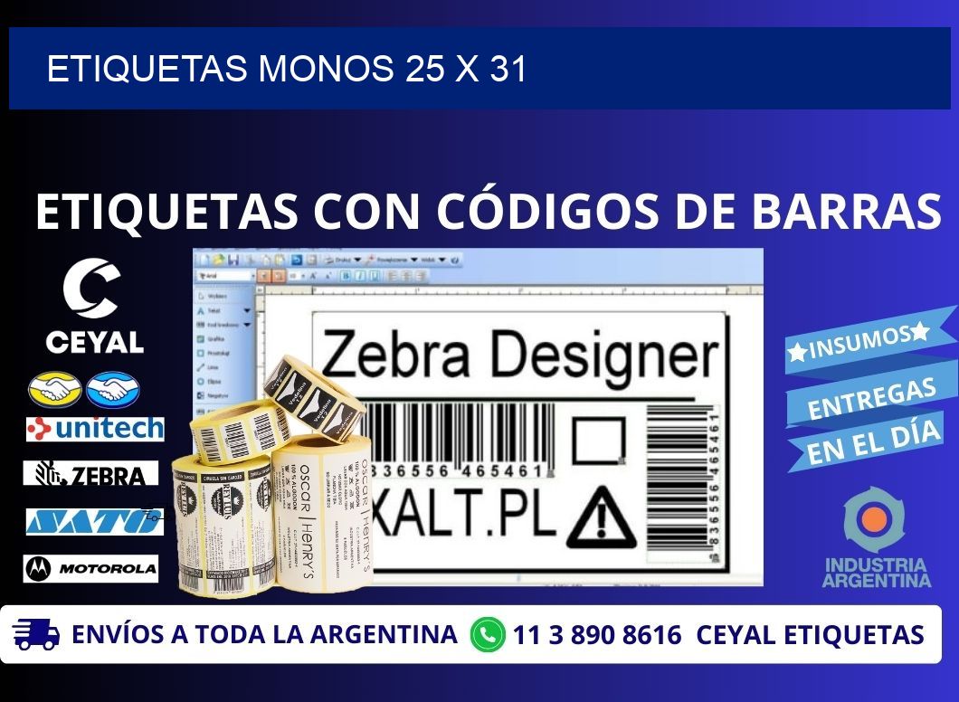 ETIQUETAS MONOS 25 x 31