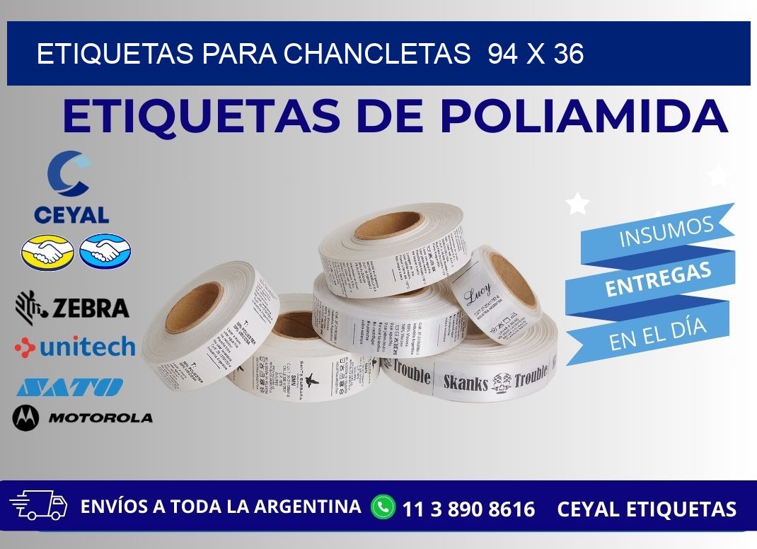 ETIQUETAS PARA CHANCLETAS 94 x 36