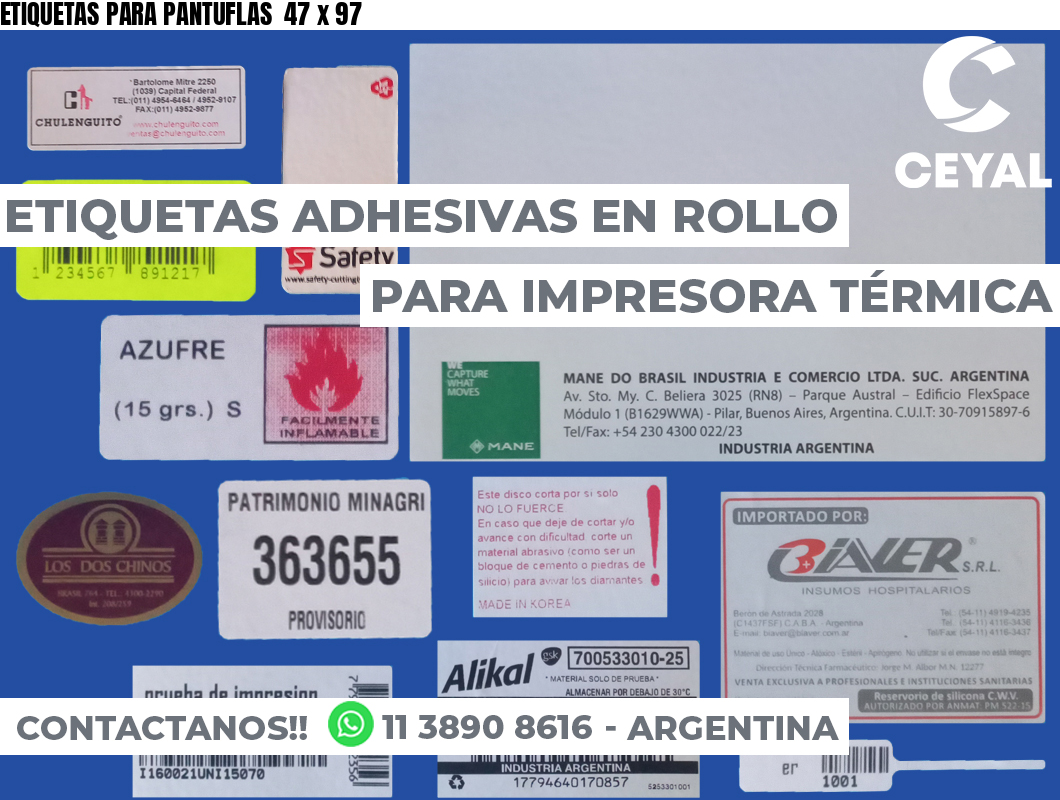 ETIQUETAS PARA PANTUFLAS  47 x 97