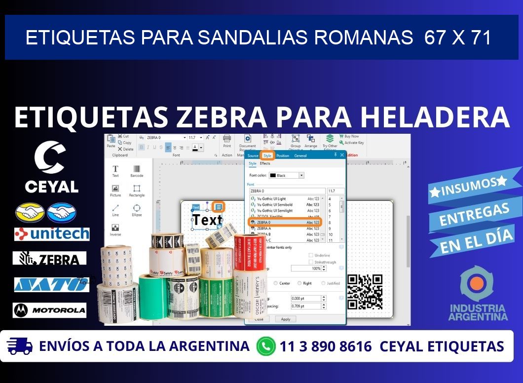 ETIQUETAS PARA SANDALIAS ROMANAS  67 x 71