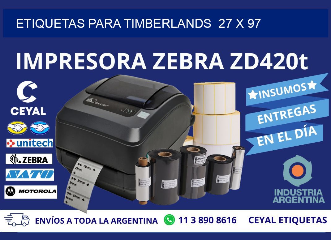 ETIQUETAS PARA TIMBERLANDS 27 x 97