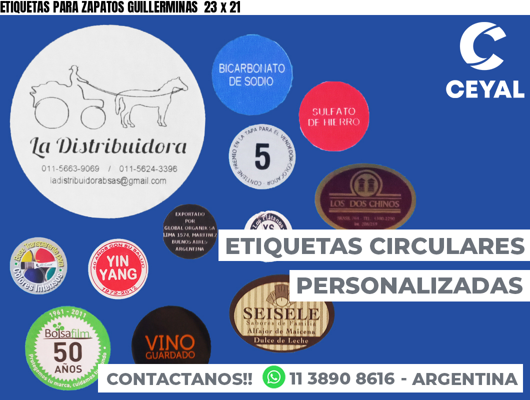 ETIQUETAS PARA ZAPATOS GUILLERMINAS  23 x 21