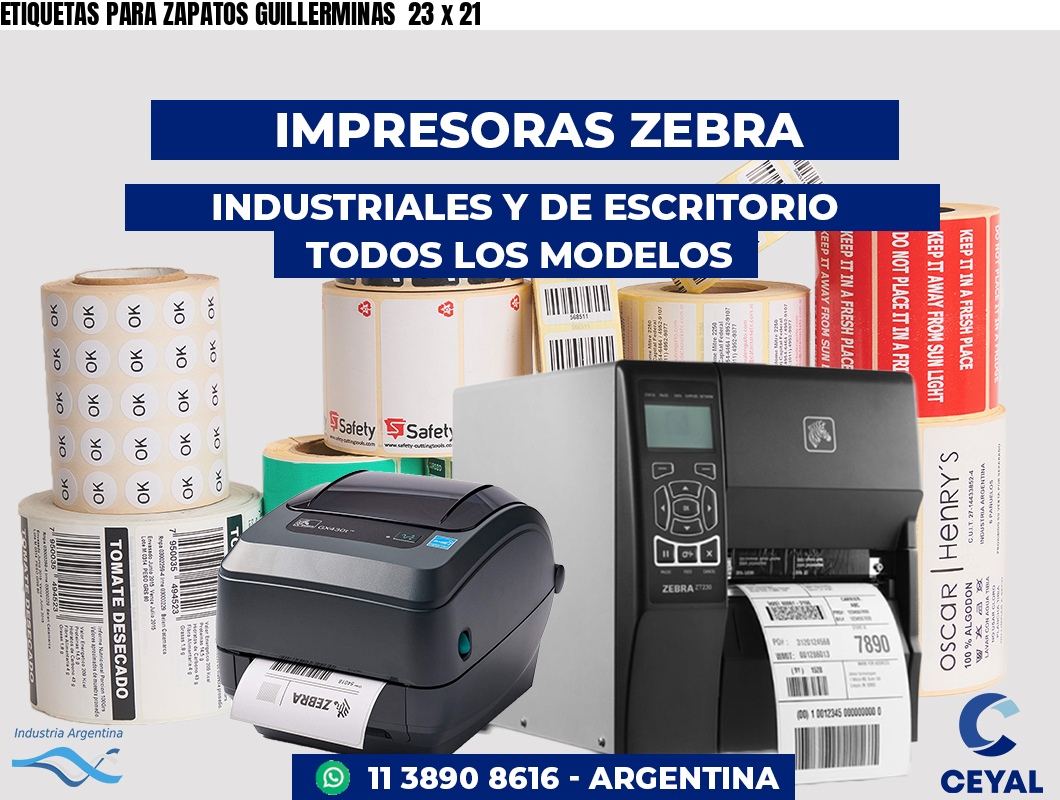 ETIQUETAS PARA ZAPATOS GUILLERMINAS  23 x 21