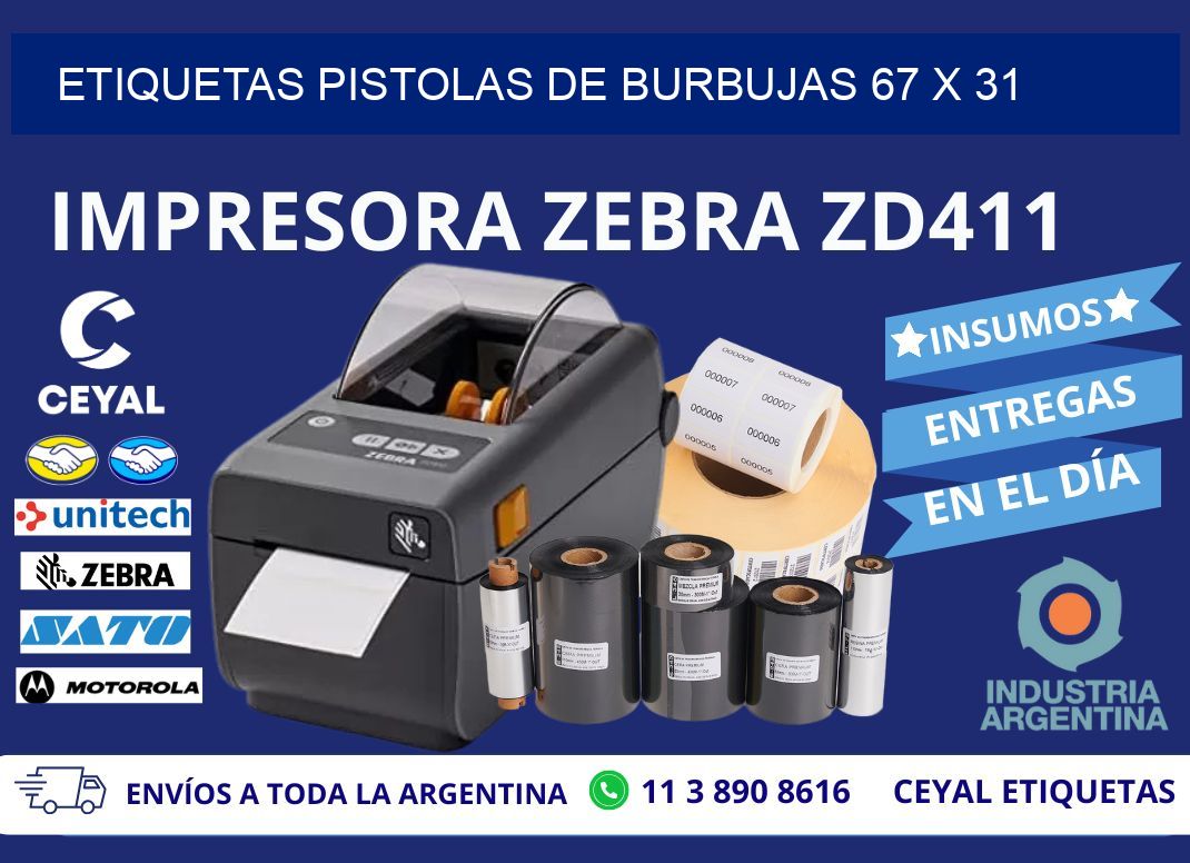 ETIQUETAS PISTOLAS DE BURBUJAS 67 x 31