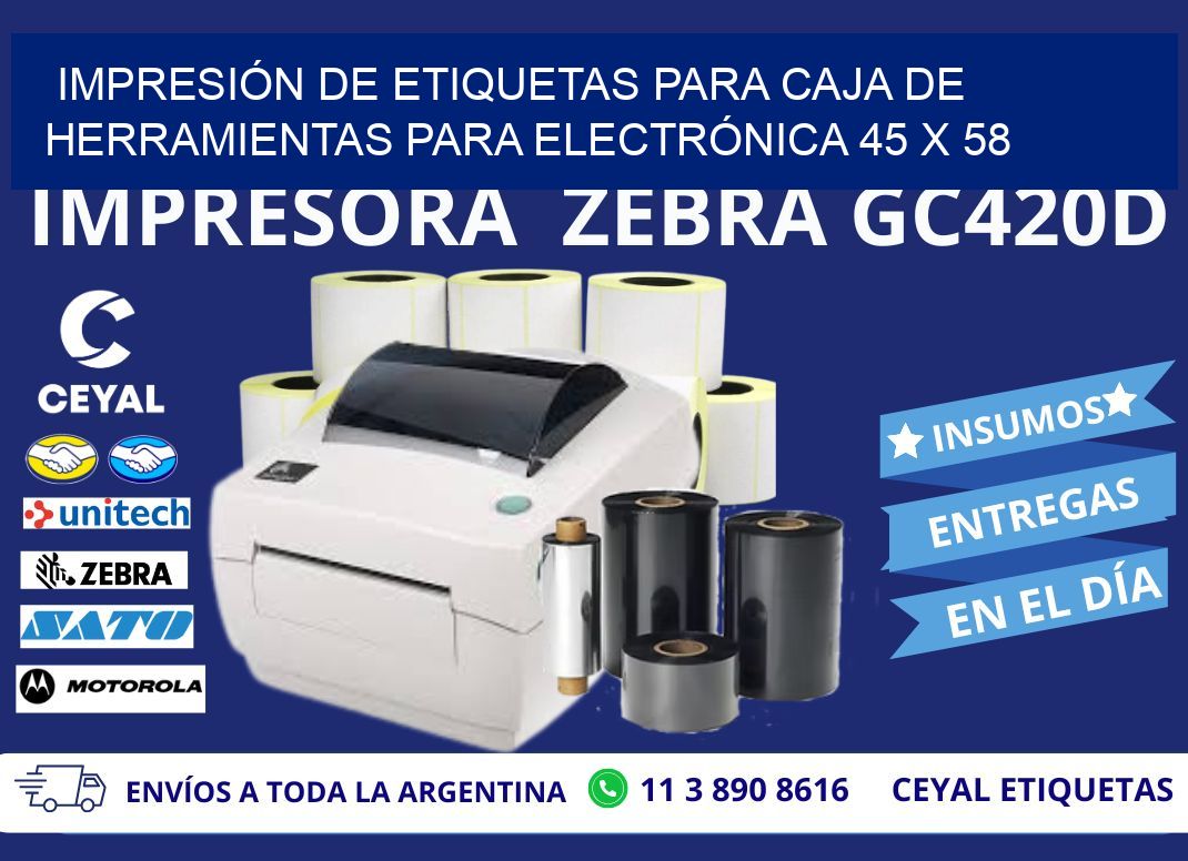 IMPRESIÓN DE ETIQUETAS PARA CAJA DE HERRAMIENTAS PARA ELECTRÓNICA 45 x 58