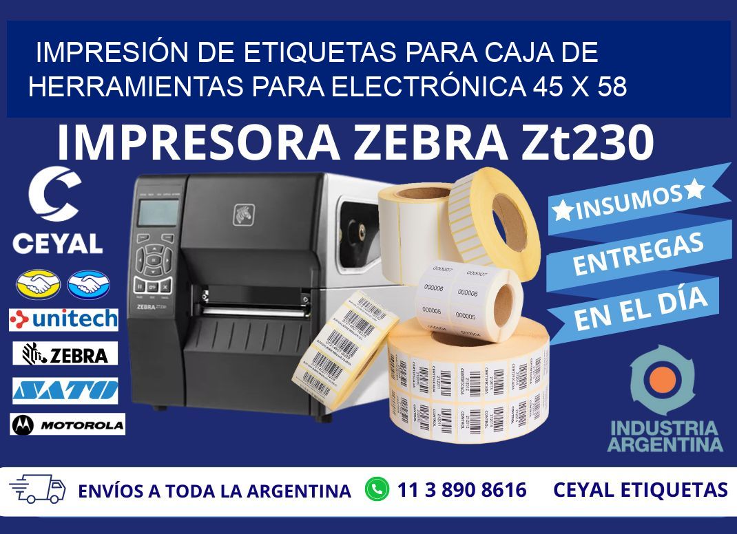 IMPRESIÓN DE ETIQUETAS PARA CAJA DE HERRAMIENTAS PARA ELECTRÓNICA 45 x 58