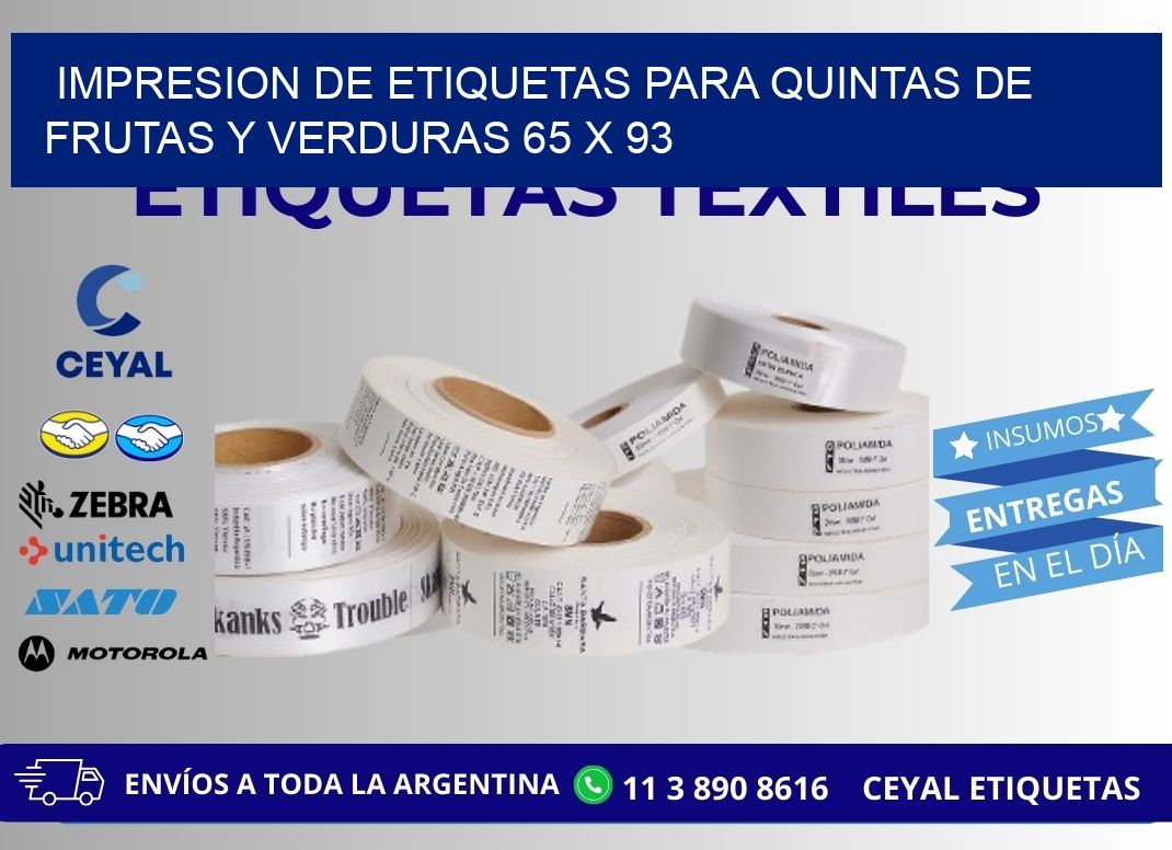 IMPRESION DE ETIQUETAS PARA QUINTAS DE FRUTAS Y VERDURAS 65 x 93