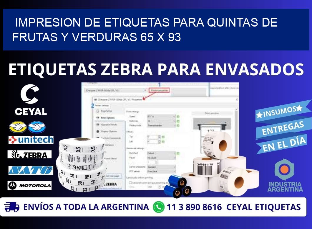 IMPRESION DE ETIQUETAS PARA QUINTAS DE FRUTAS Y VERDURAS 65 x 93