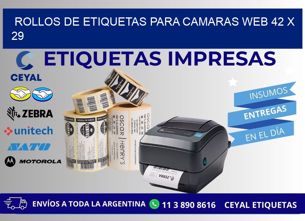 ROLLOS DE ETIQUETAS PARA CAMARAS WEB 42 x 29