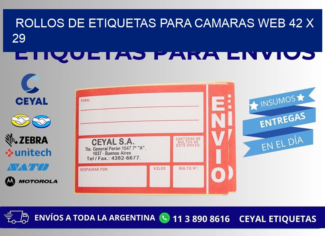 ROLLOS DE ETIQUETAS PARA CAMARAS WEB 42 x 29