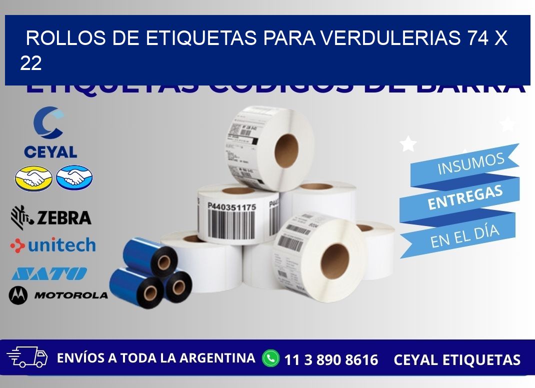 ROLLOS DE ETIQUETAS PARA VERDULERIAS 74 x 22