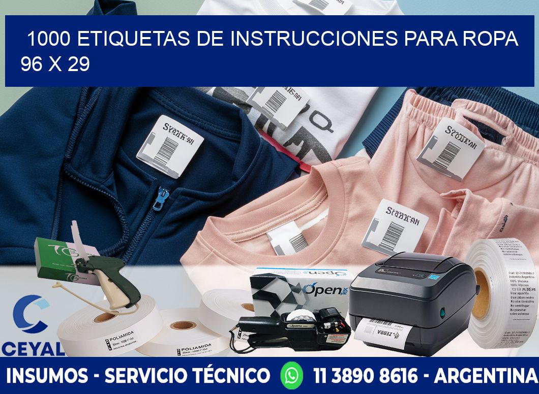 1000 ETIQUETAS DE INSTRUCCIONES PARA ROPA 96 x 29