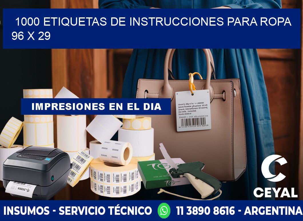 1000 ETIQUETAS DE INSTRUCCIONES PARA ROPA 96 x 29