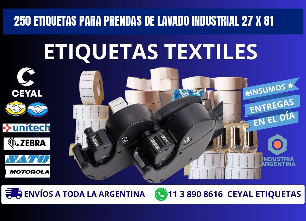250 ETIQUETAS PARA PRENDAS DE LAVADO INDUSTRIAL 27 x 81