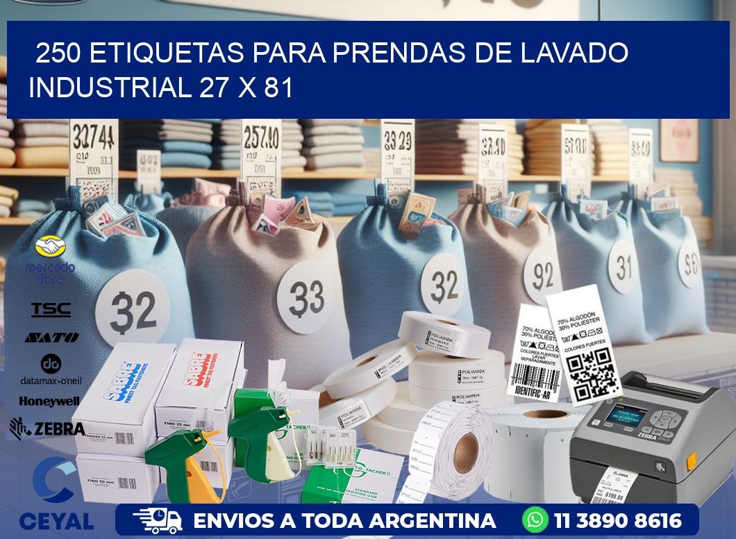 250 ETIQUETAS PARA PRENDAS DE LAVADO INDUSTRIAL 27 x 81