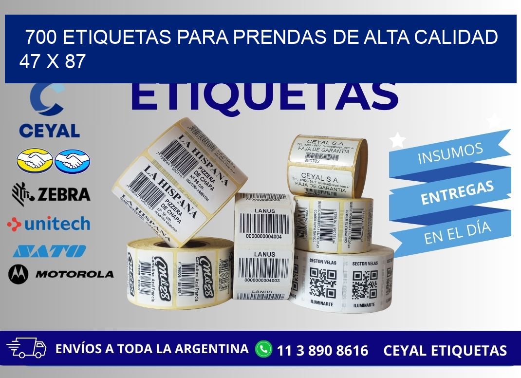 700 ETIQUETAS PARA PRENDAS DE ALTA CALIDAD 47 x 87