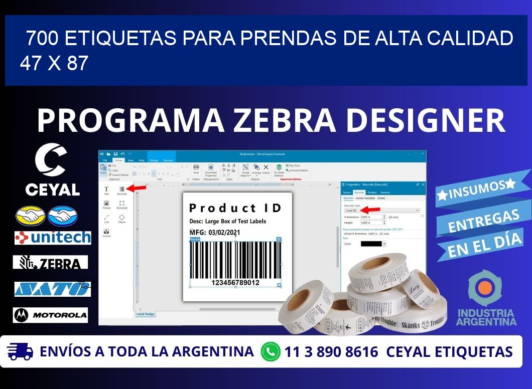 700 ETIQUETAS PARA PRENDAS DE ALTA CALIDAD 47 x 87