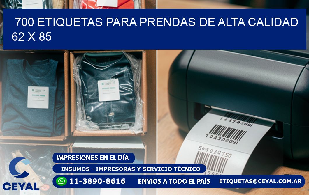 700 ETIQUETAS PARA PRENDAS DE ALTA CALIDAD 62 x 85