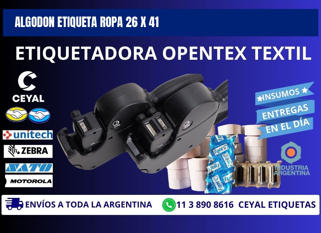 ALGODON ETIQUETA ROPA 26 x 41