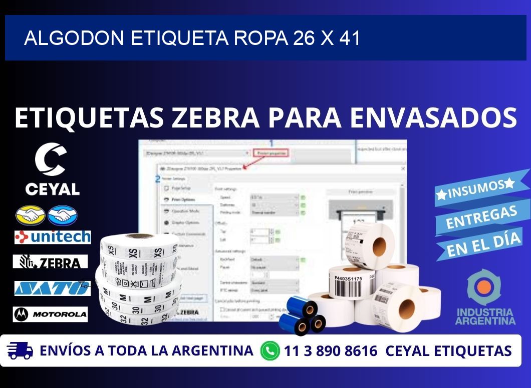 ALGODON ETIQUETA ROPA 26 x 41
